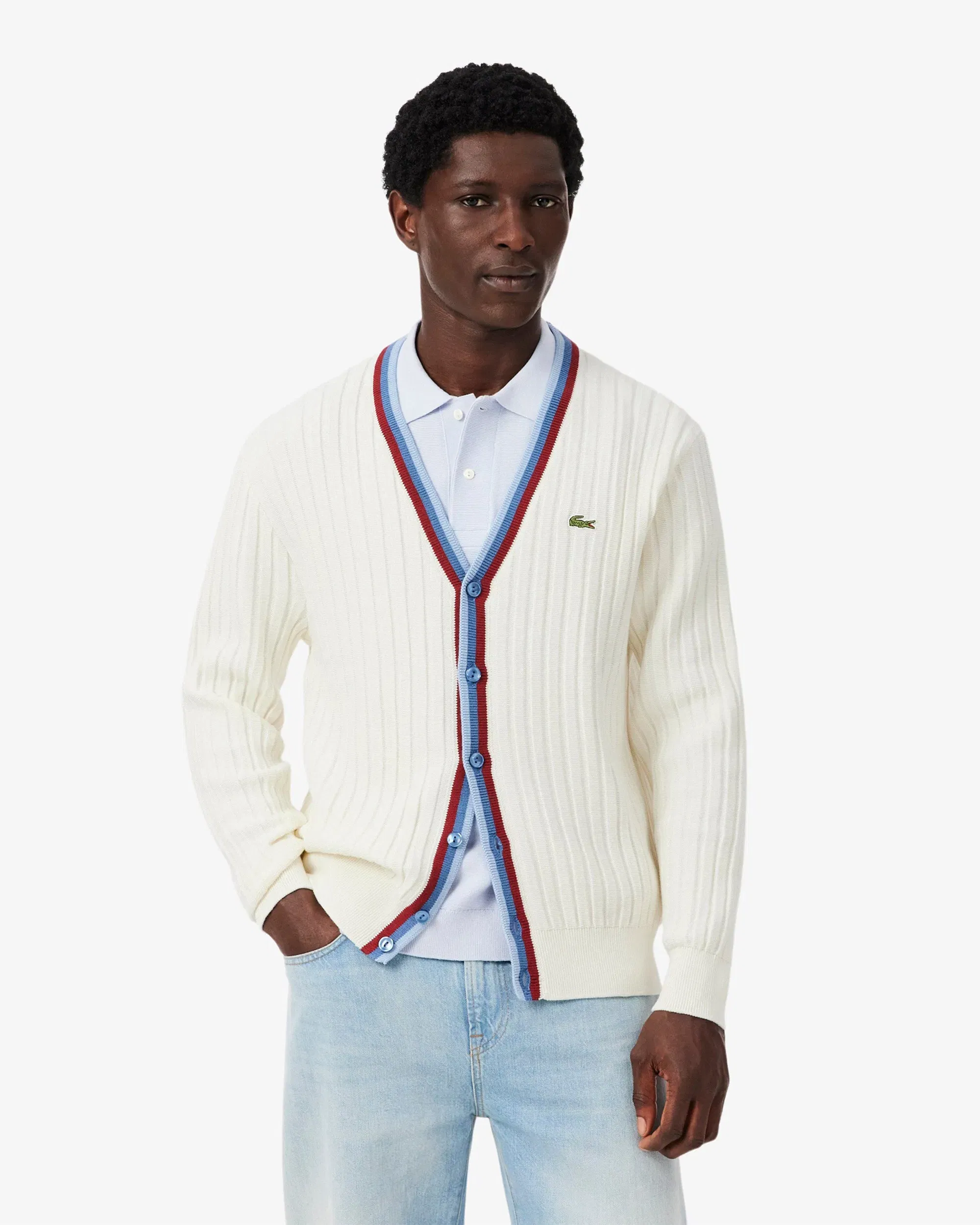Lacoste Cardigan con logo Lacoste Re-edition para hombre
