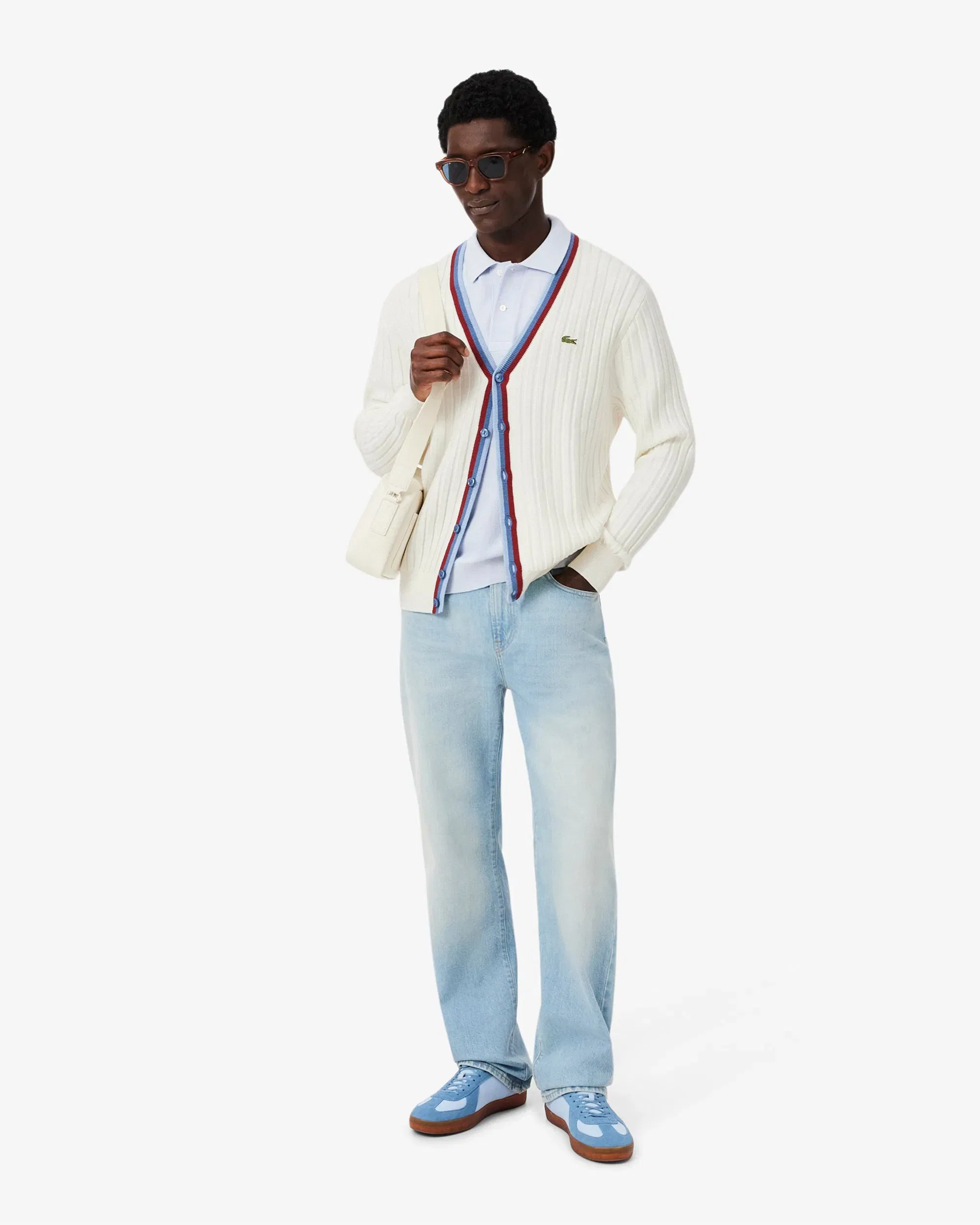 Lacoste Cardigan con logo Lacoste Re-edition para hombre