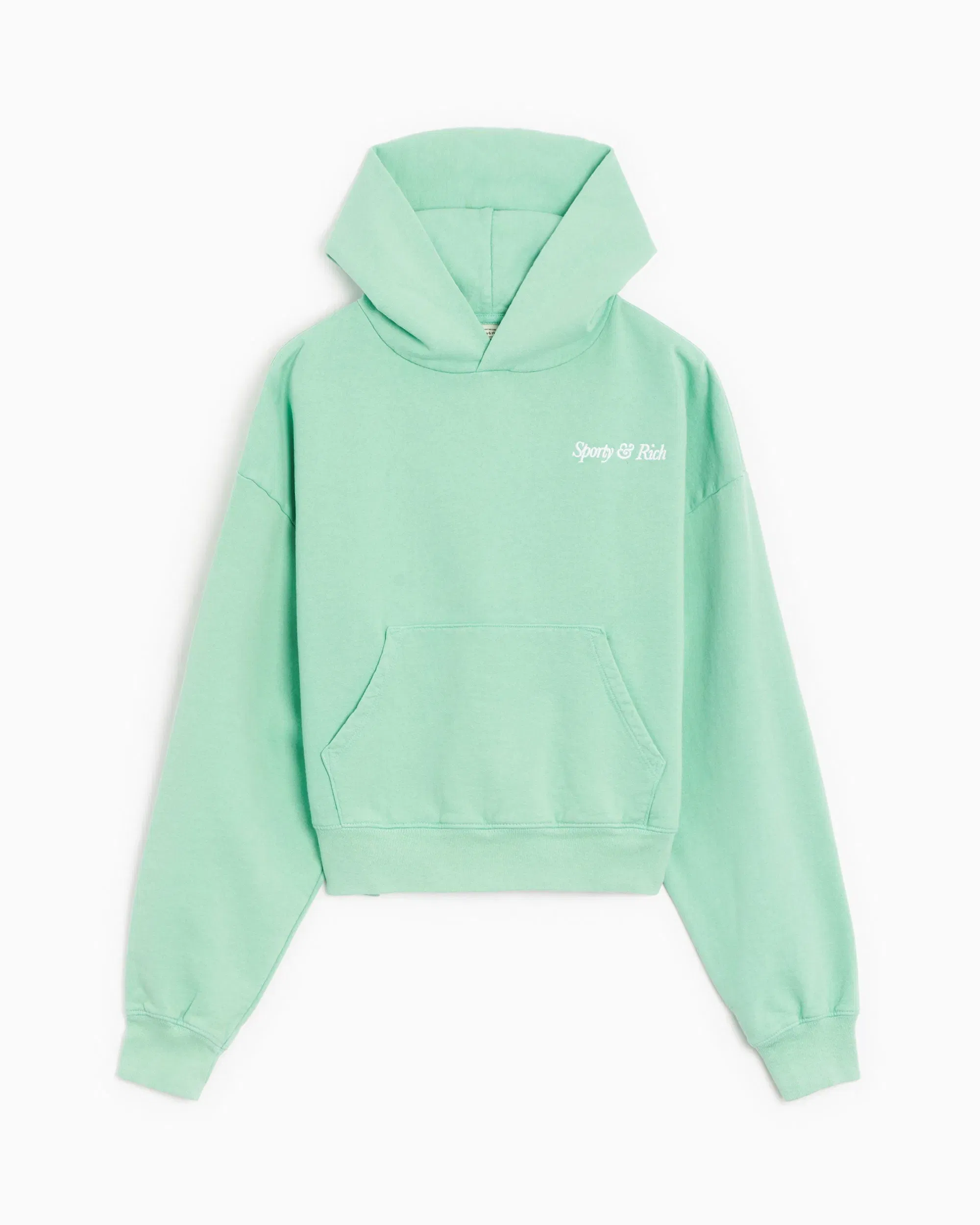Sporty & Rich Sudadera con capucha Sporty & Rich Embroidered Italic Logo Women's Cropped Hoodie para mujer