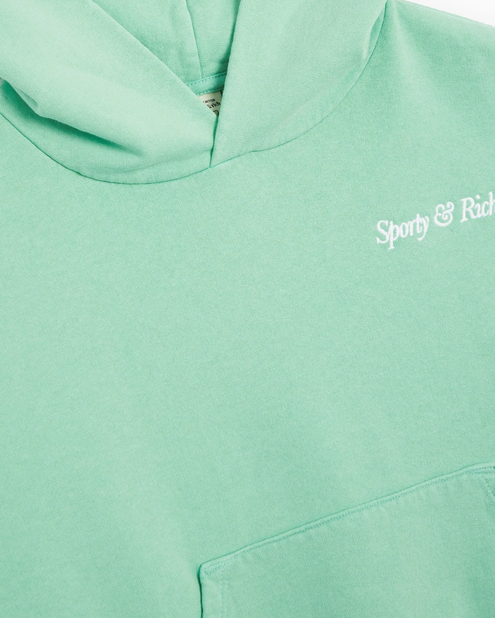 Sporty & Rich Sudadera con capucha Sporty & Rich Embroidered Italic Logo Women's Cropped Hoodie para mujer