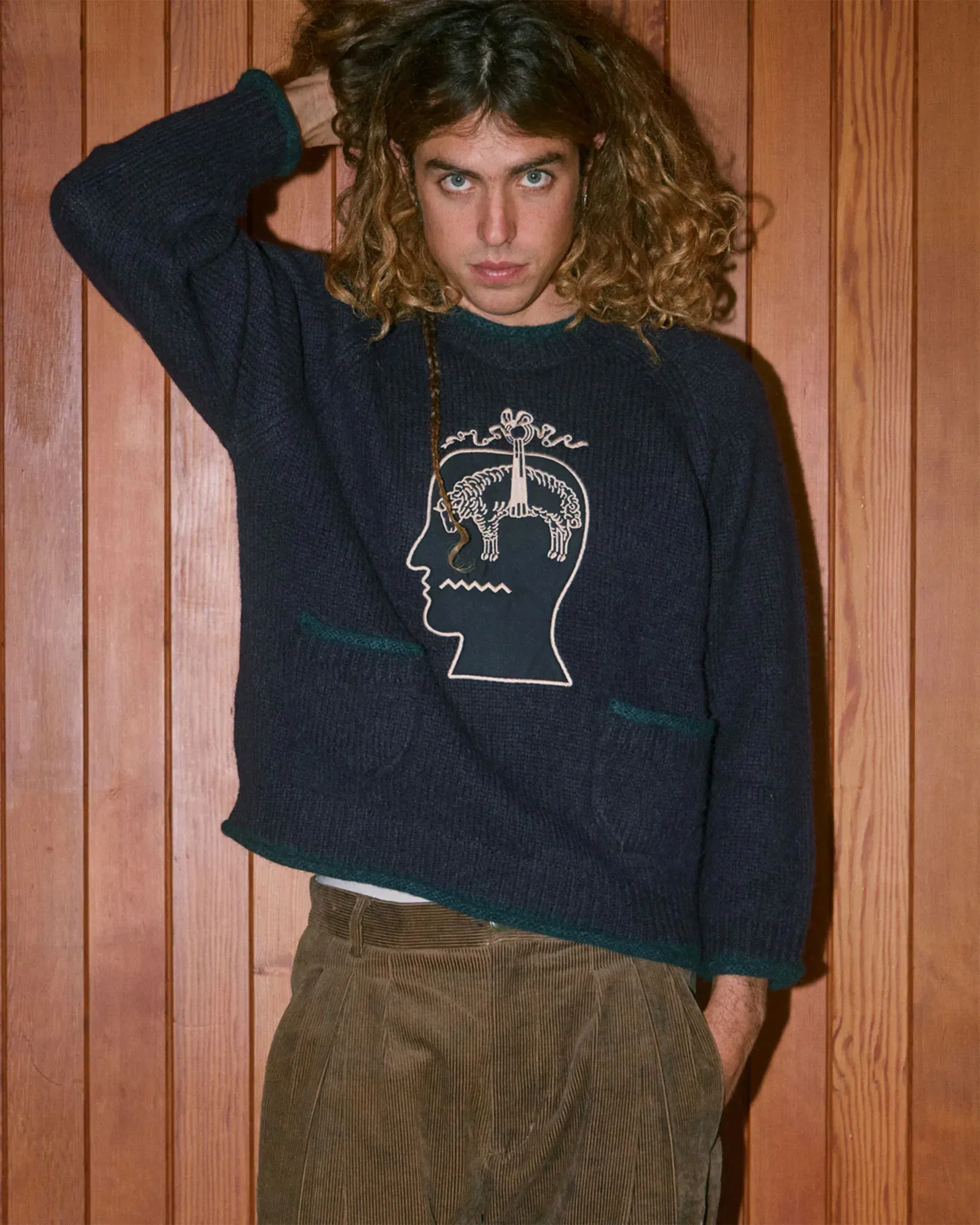 Brain Dead Jersey bordado Relaxed Brain Dead x Brooks Brothers California para hombre