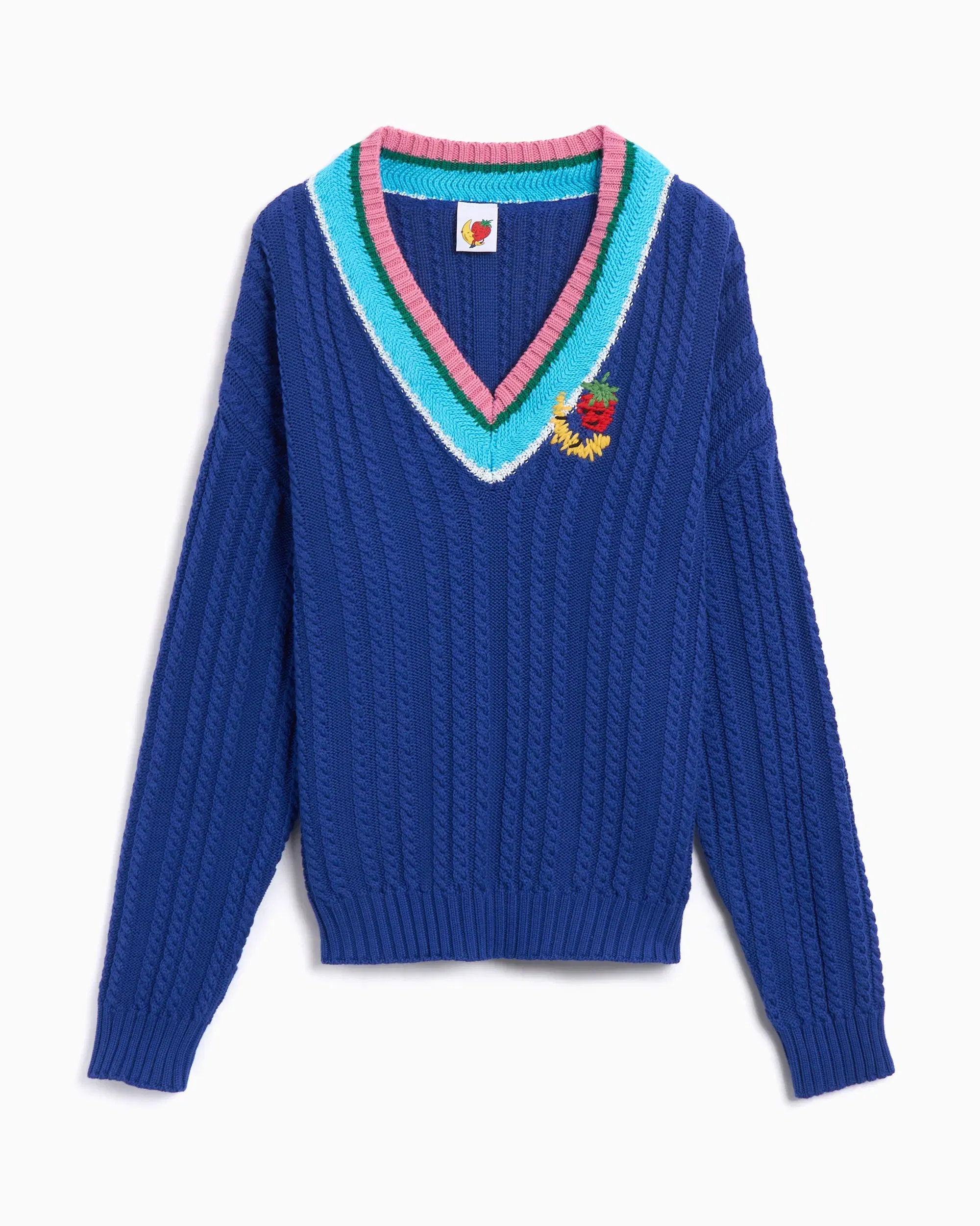 Sky High Farm Workwear Jersey Sky High Farm Workwear Cableknit V-Neck Striped Sweater Unisex