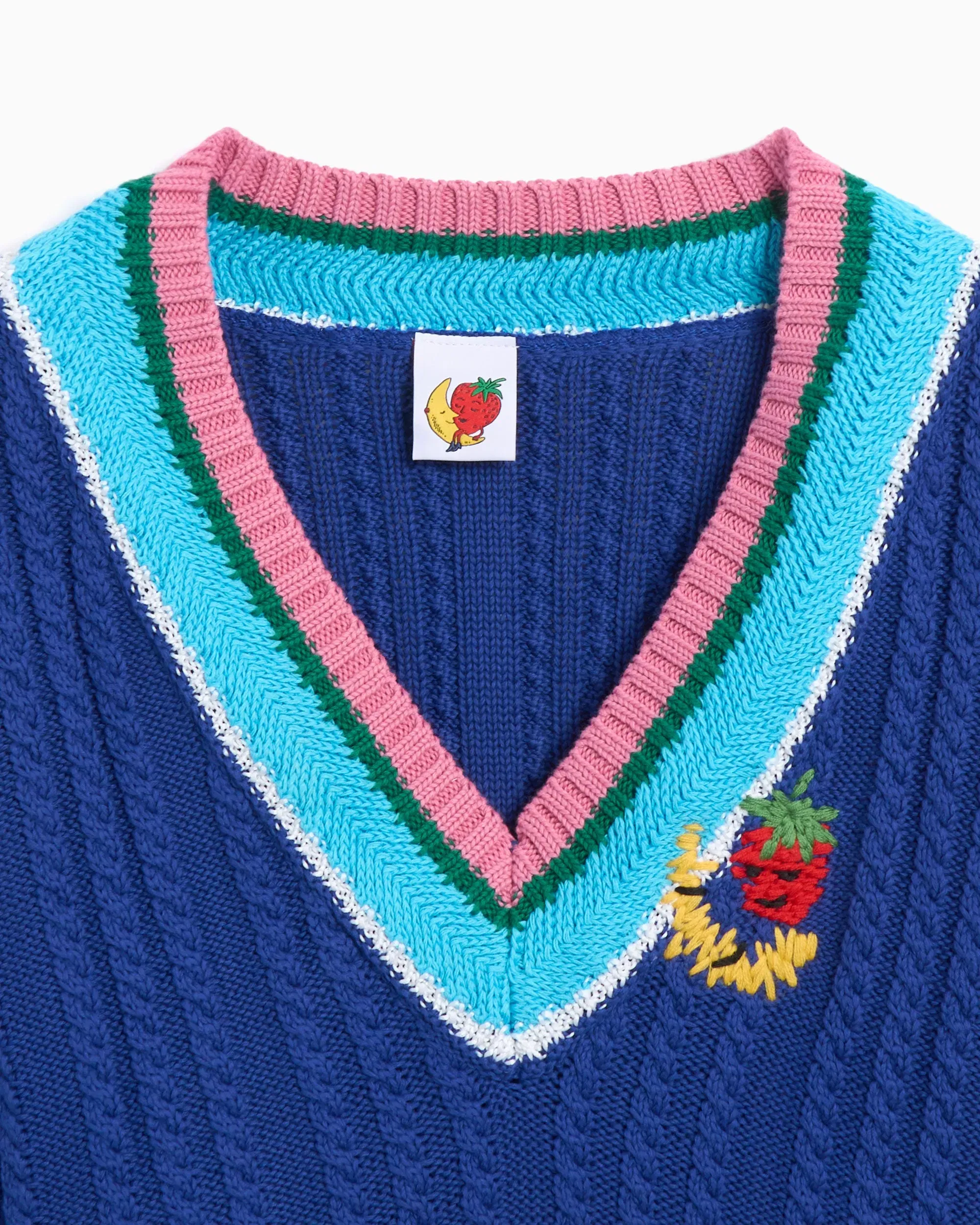 Sky High Farm Workwear Jersey Sky High Farm Workwear Cableknit V-Neck Striped Sweater Unisex