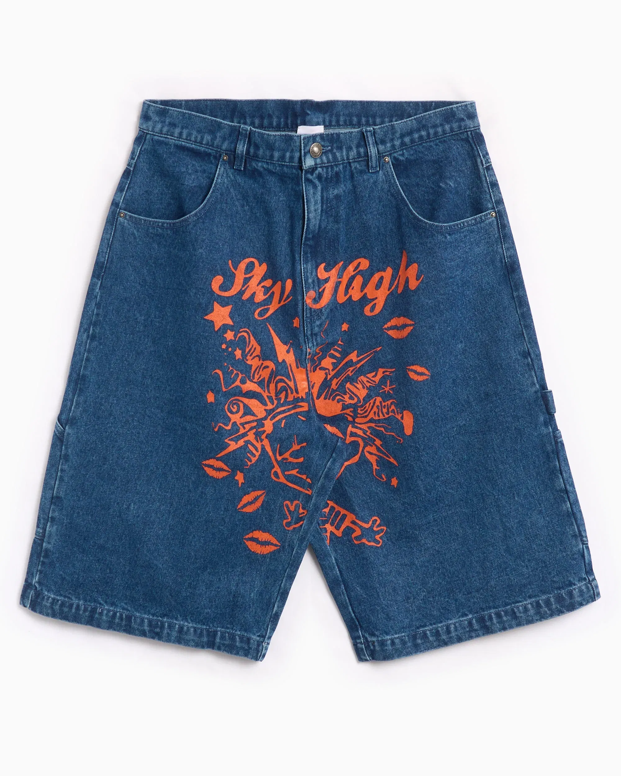 Sky High Farm Workwear Pantalones cortos Sky High Farm Workwear Mindblown Unisex Print Denim Shorts Unisex
