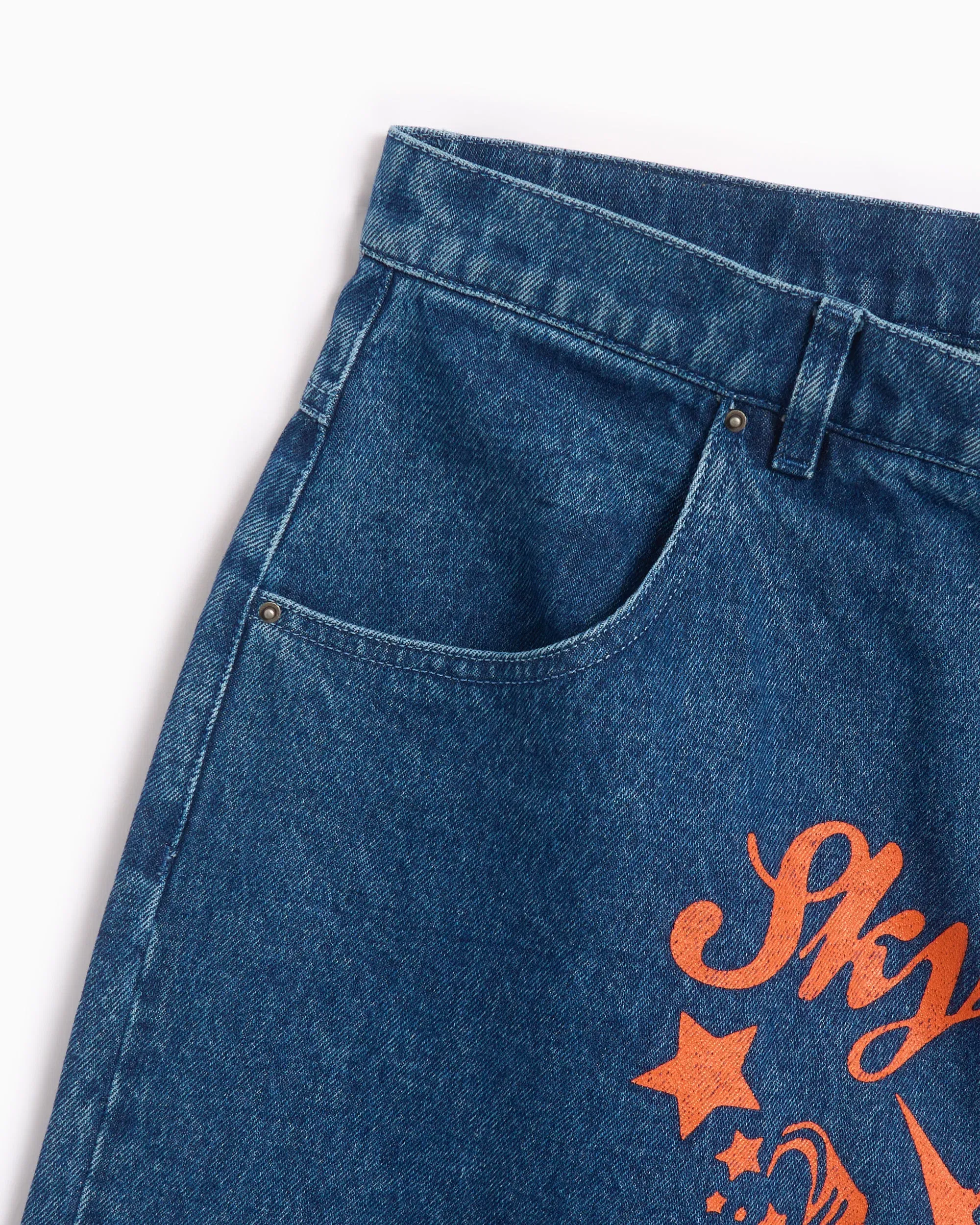 Sky High Farm Workwear Pantalones cortos Sky High Farm Workwear Mindblown Unisex Print Denim Shorts Unisex