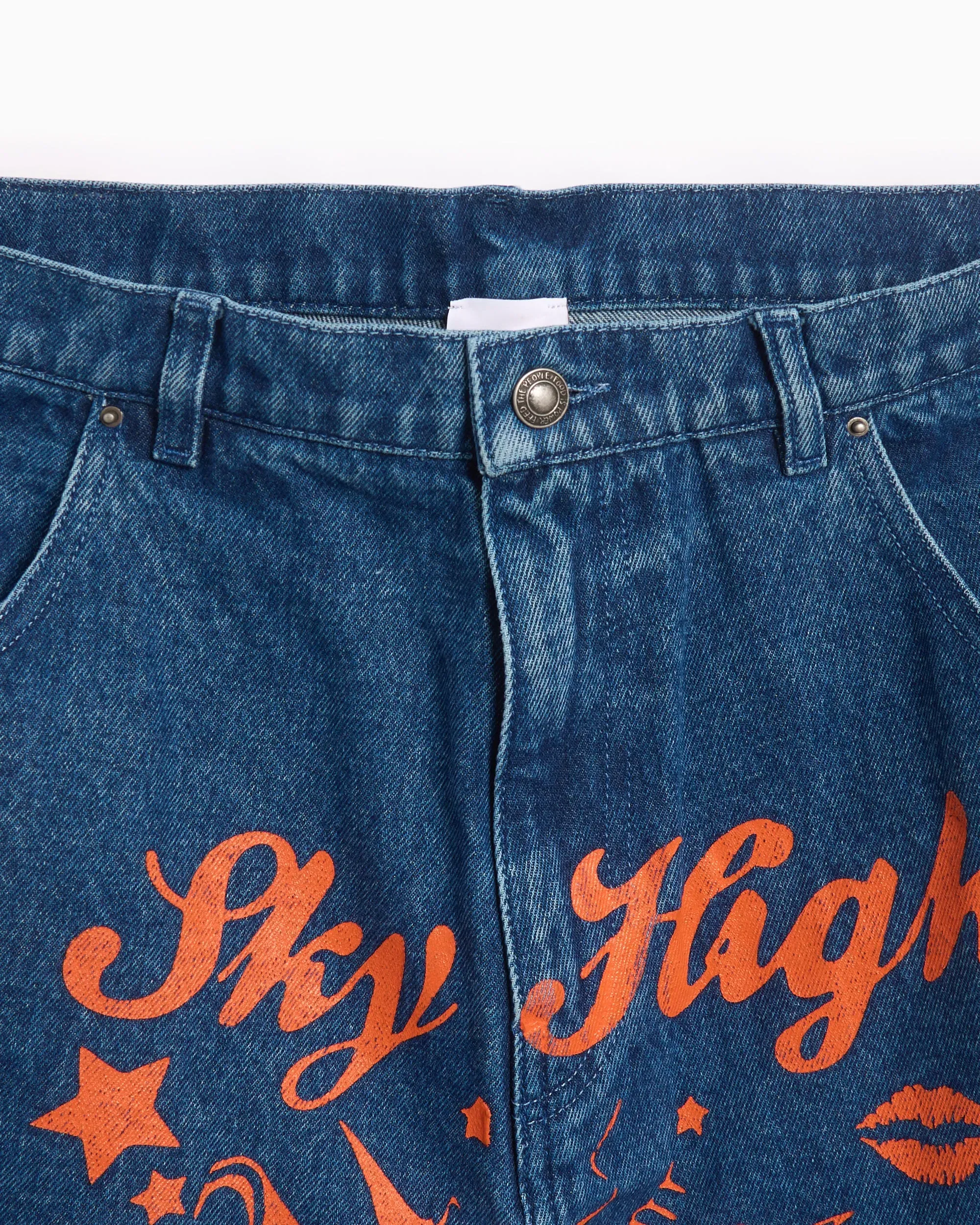 Sky High Farm Workwear Pantalones cortos Sky High Farm Workwear Mindblown Unisex Print Denim Shorts Unisex