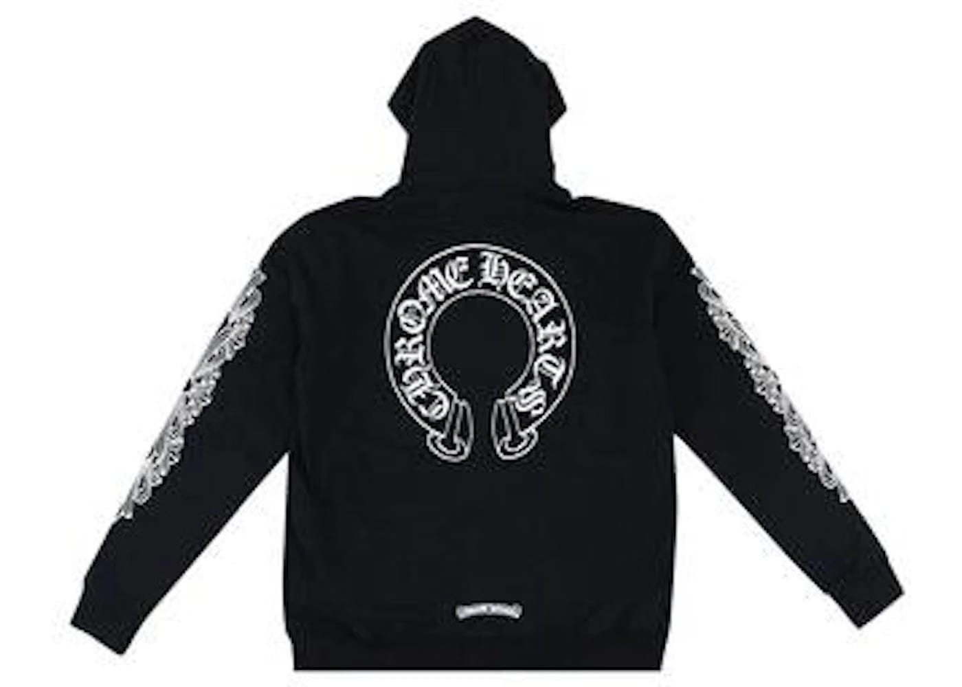 Chrome Hearts Horseshoe Floral Cross-Sleeve Zip Up Hoodie Black/White