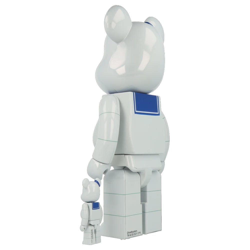 MEDICOM TOY 400% + 100% Bearbrick Stay Puft Marshmallow Man White Chrome (SOS Fantômes)