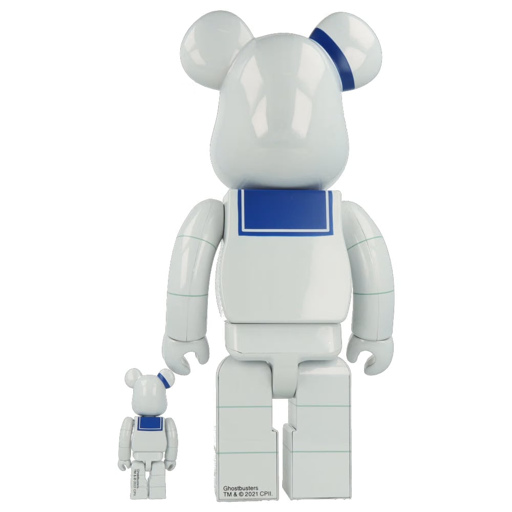 MEDICOM TOY 400% + 100% Bearbrick Stay Puft Marshmallow Man White Chrome (SOS Fantômes)