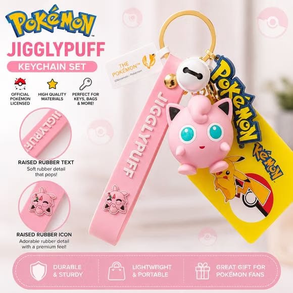 Langbowang Pokemon Figure Vinyl Keychain - Jigglypuff