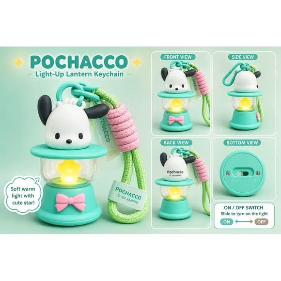 Langbowang Sanrio Characters Light-up Lantern Vinyl Keychain - Pochacco