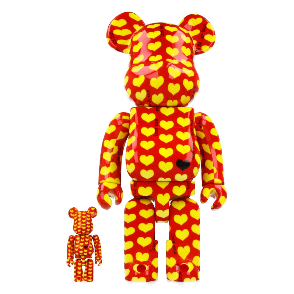 MEDICOM TOY 400% + 100% Bearbrick Yellow Heart Reverse Ver.