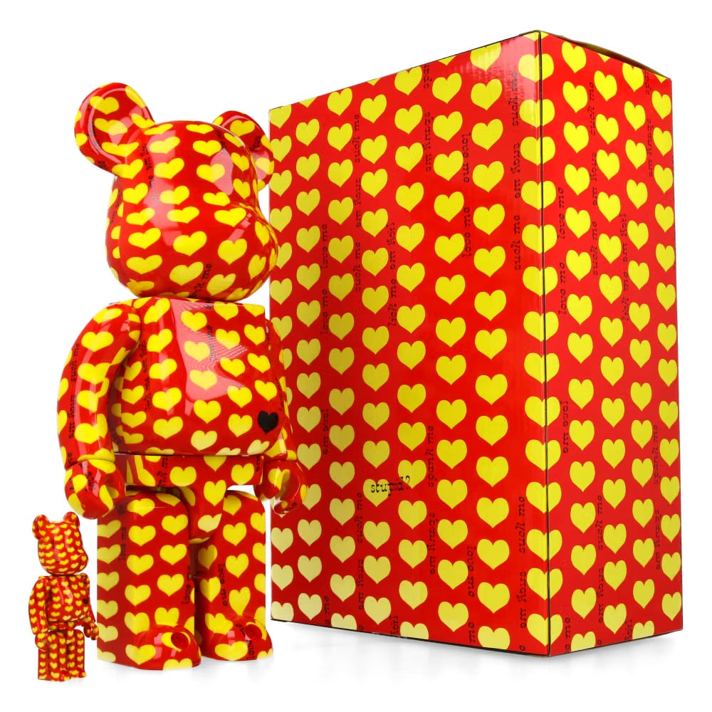 MEDICOM TOY 400% + 100% Bearbrick Yellow Heart Reverse Ver.