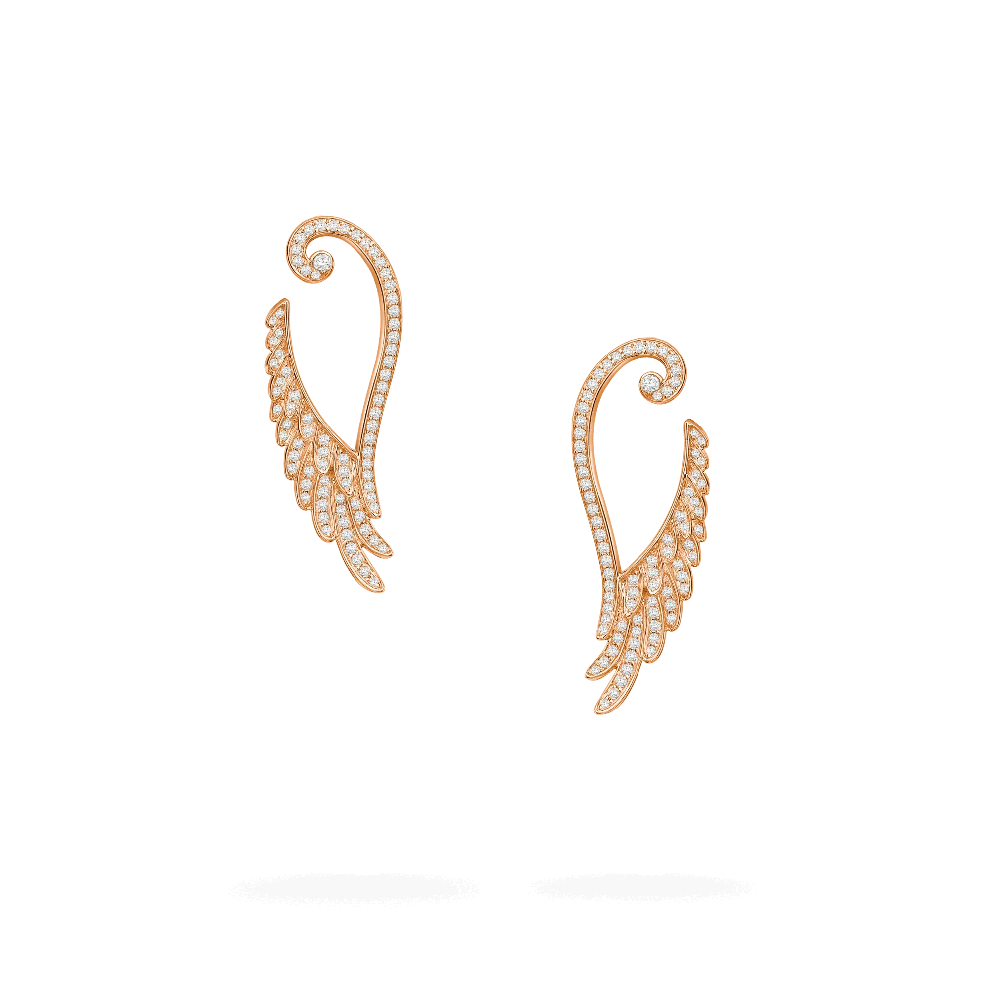 Garrard Wings Embrace Diamond Drop Earrings in 18K Rose Gold