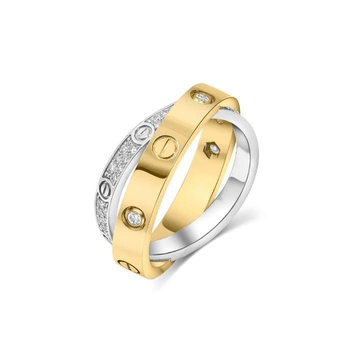 Cartier LOVE Diamond Gold Double Band Ring