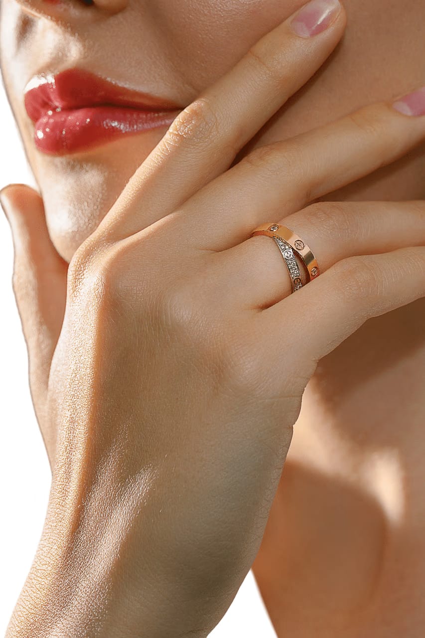 Cartier LOVE Diamond Gold Double Band Ring