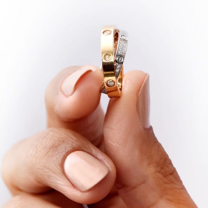 Cartier LOVE Diamond Gold Double Band Ring