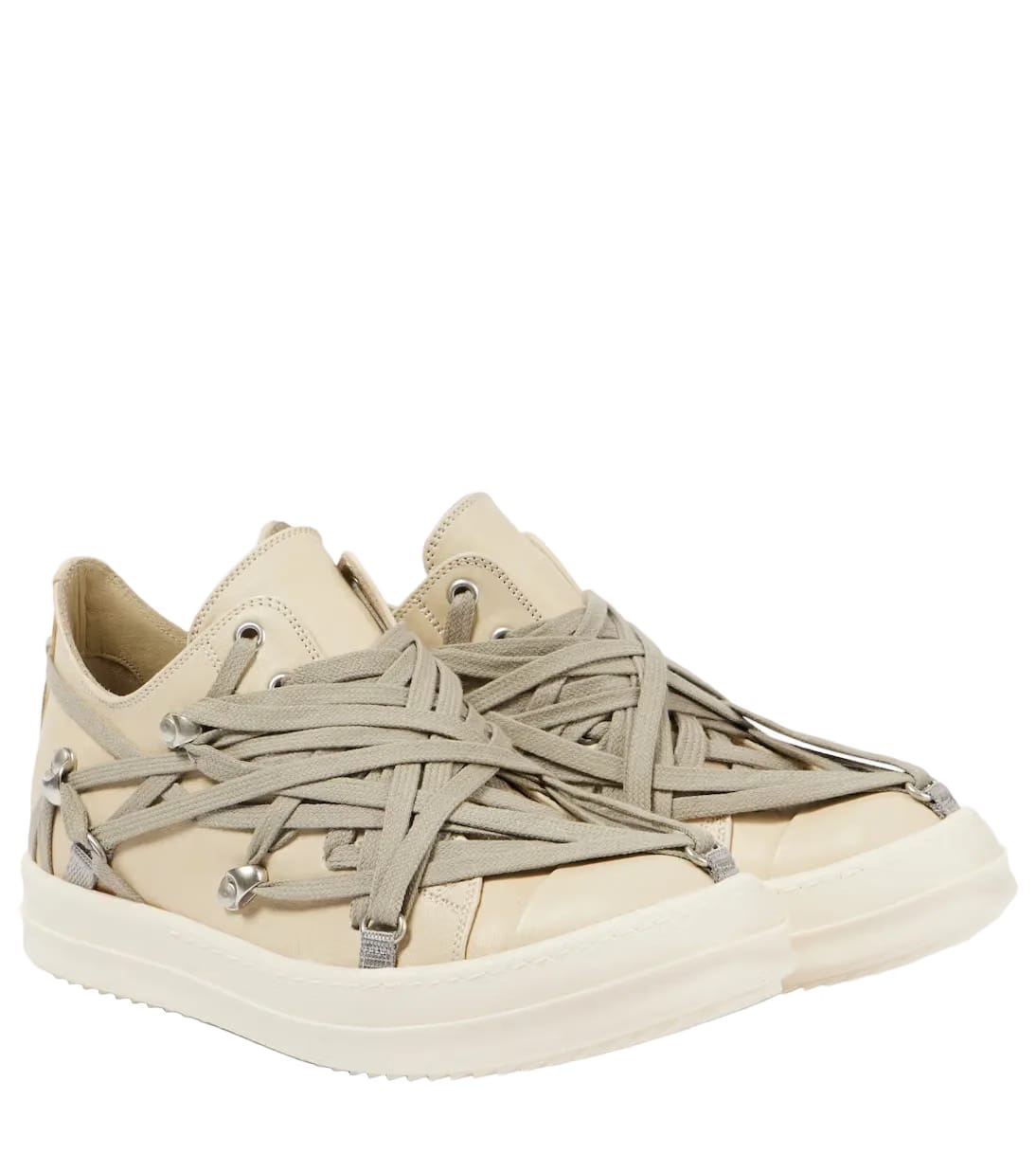 Rick Owens Hollywood Megalaced Low Sneakers 'Parchment Milk'