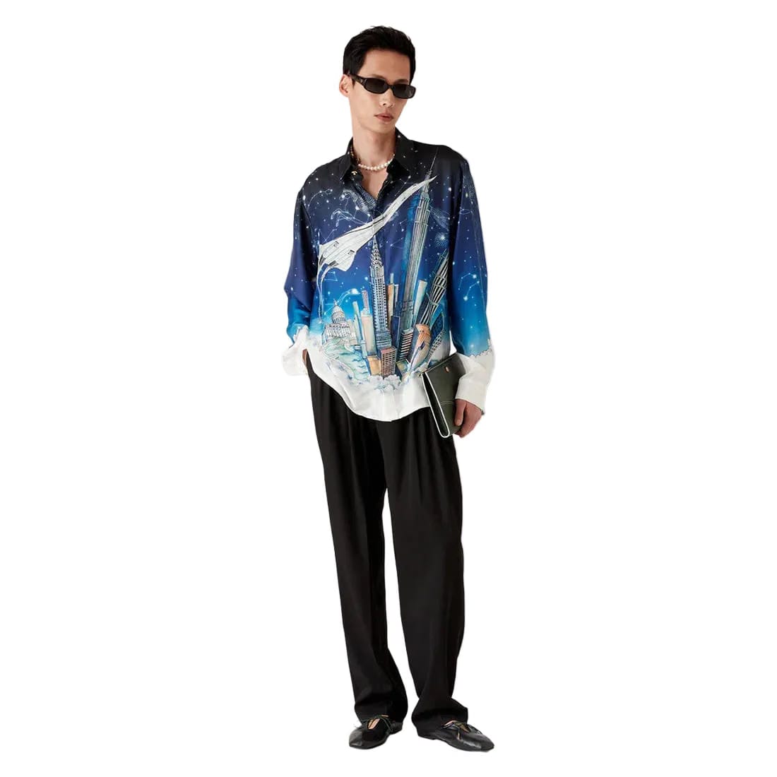 Casablanca Classic Long Silk Sleeve Shirt 'Vol De Nuit'