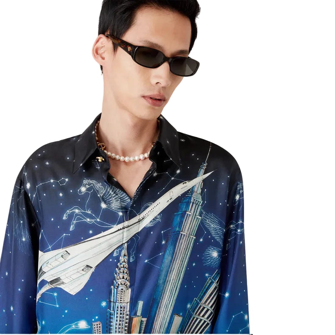 Casablanca Classic Long Silk Sleeve Shirt 'Vol De Nuit'