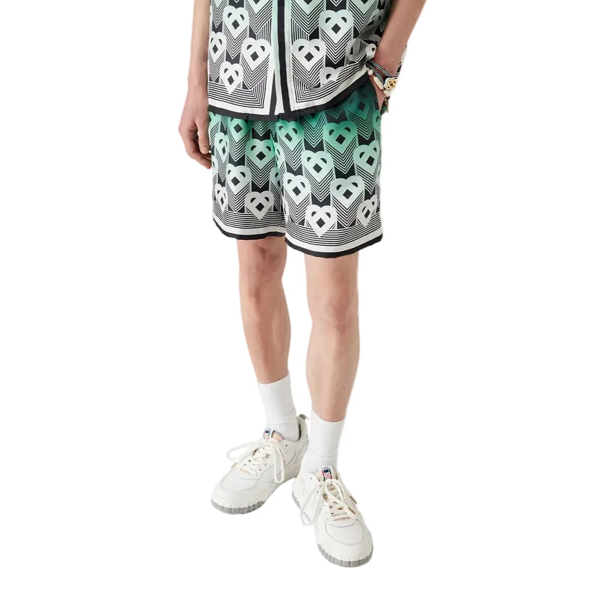 Casablanca Drawstring Silk Shorts Heart Monogram 'Gradient'