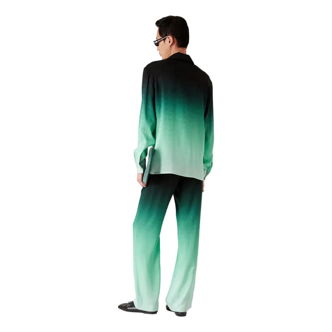Casablanca Gradient Ping Pong Jacquard Long Sleeve Silk Shirt 'Green Black'