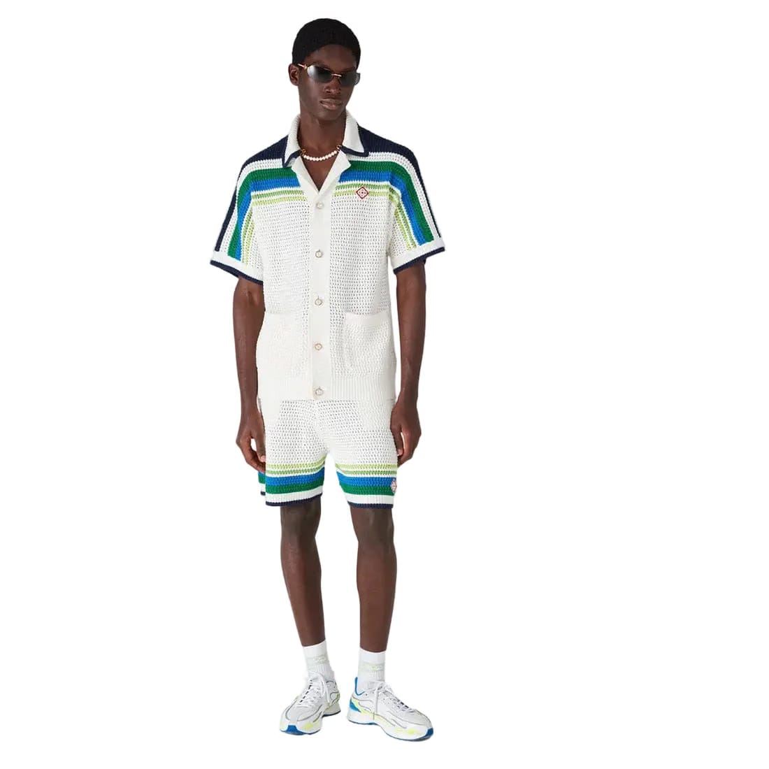 Casablanca Stripe Knit Shirt 'White Blue'