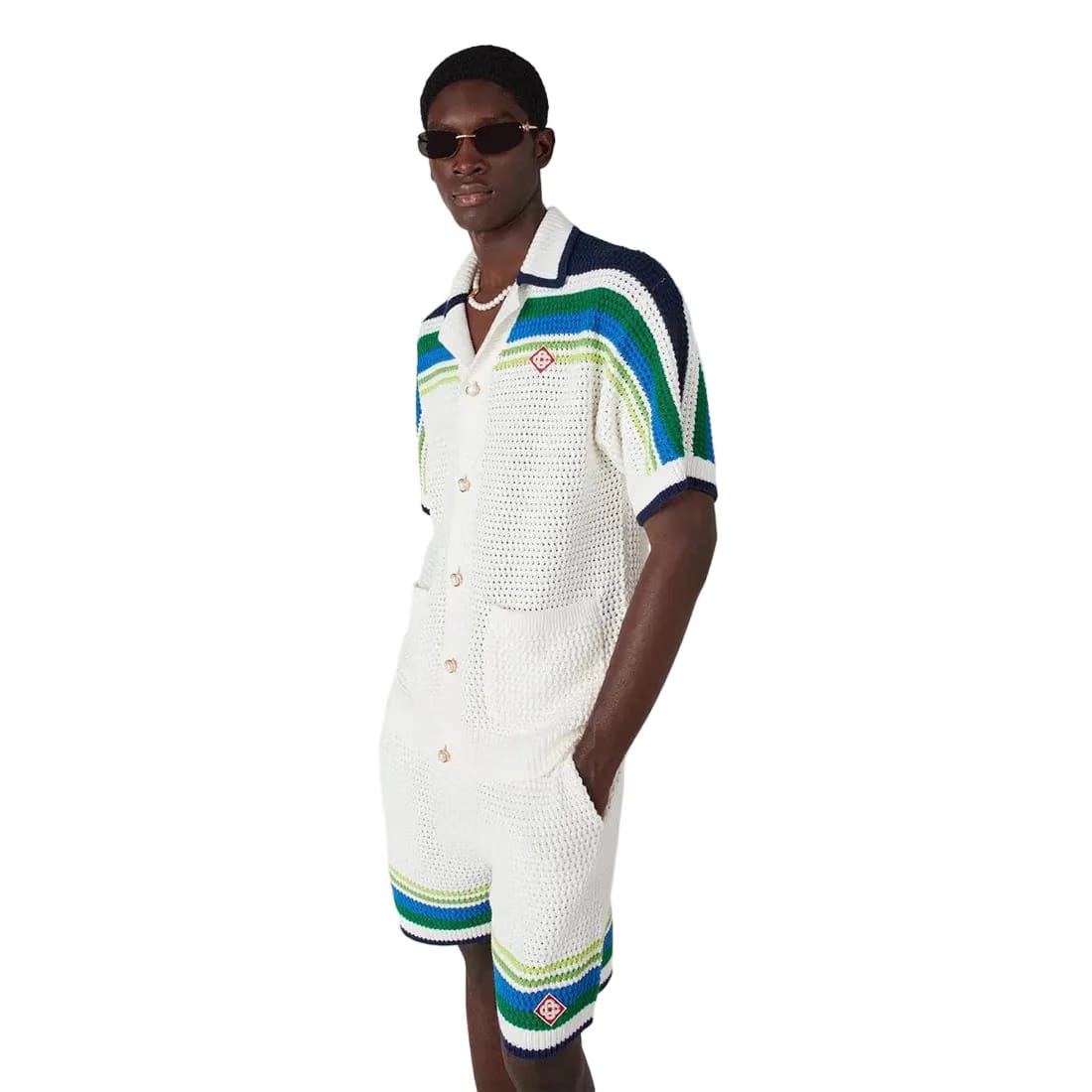 Casablanca Stripe Knit Shirt 'White Blue'