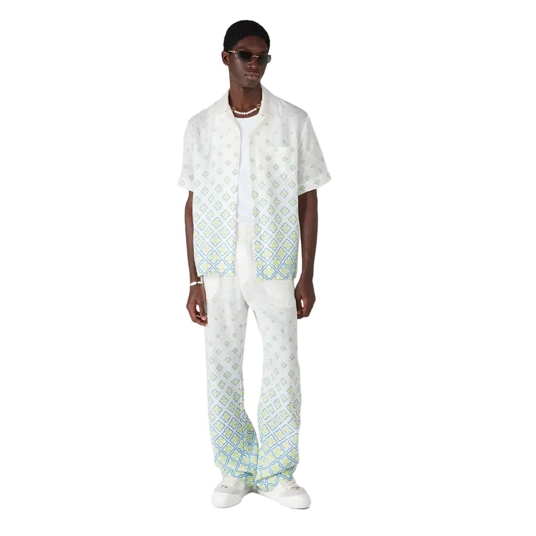 Casablanca Short Sleeve Linen Shirt Degrade Monogram 'White'
