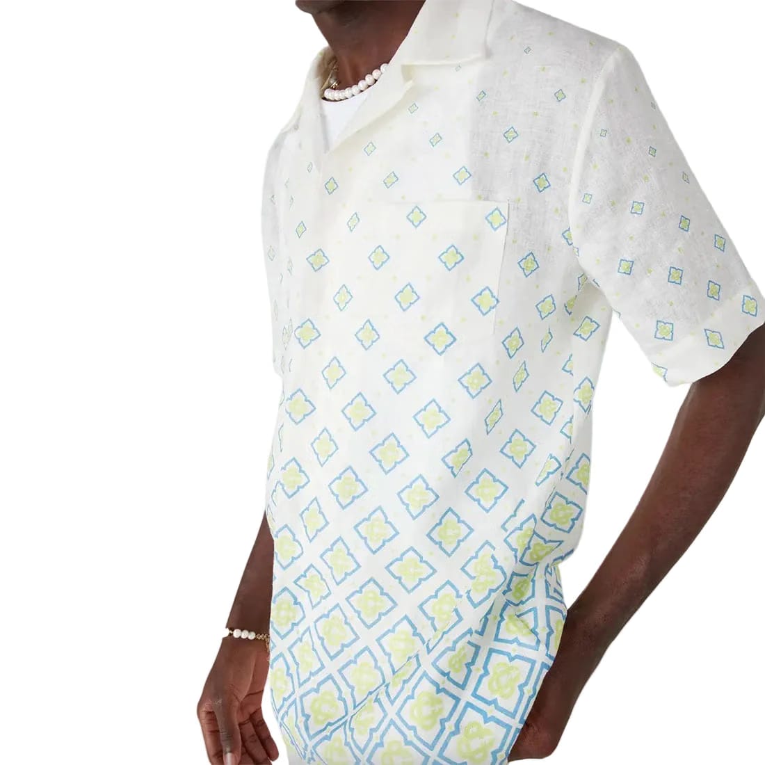 Casablanca Short Sleeve Linen Shirt Degrade Monogram 'White'