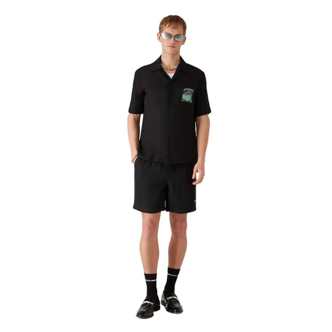 Casablanca Volcano Short Sleeve Silk Shirt 'Black'