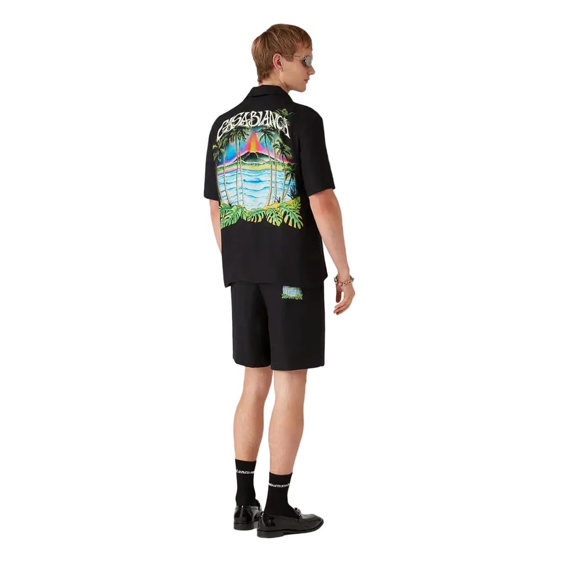 Casablanca Volcano Short Sleeve Silk Shirt 'Black'