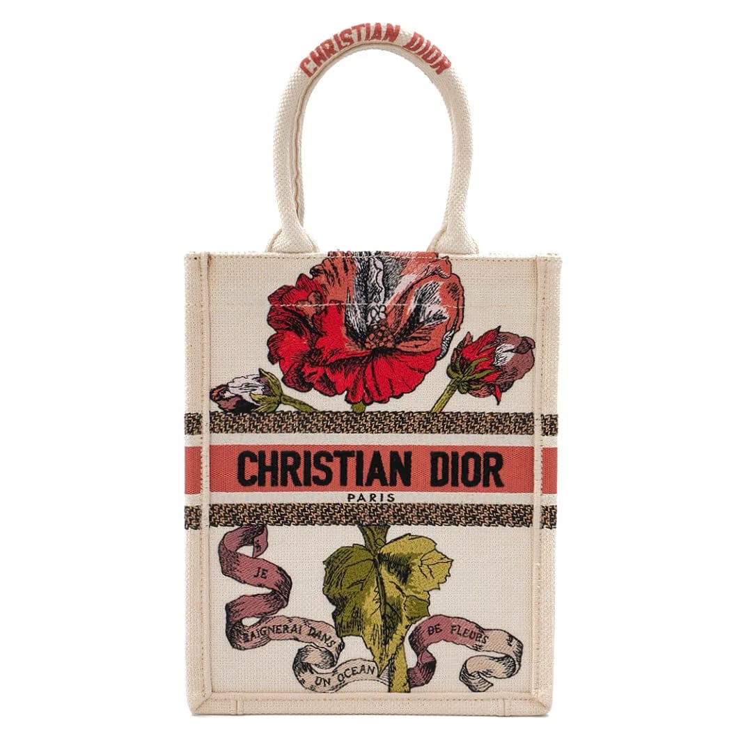Dior Christian Dior Fleurs Bibliques Embroidery Vertical Book tote bag