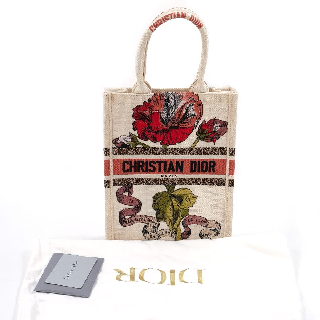 Dior Christian Dior Fleurs Bibliques Embroidery Vertical Book tote bag