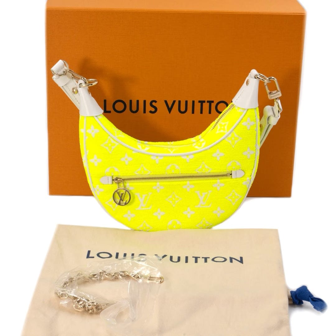 Louis Vuitton Monogram Jacquard Chain Neon Yellow Shoulder Bag with Gold Tone Hardware