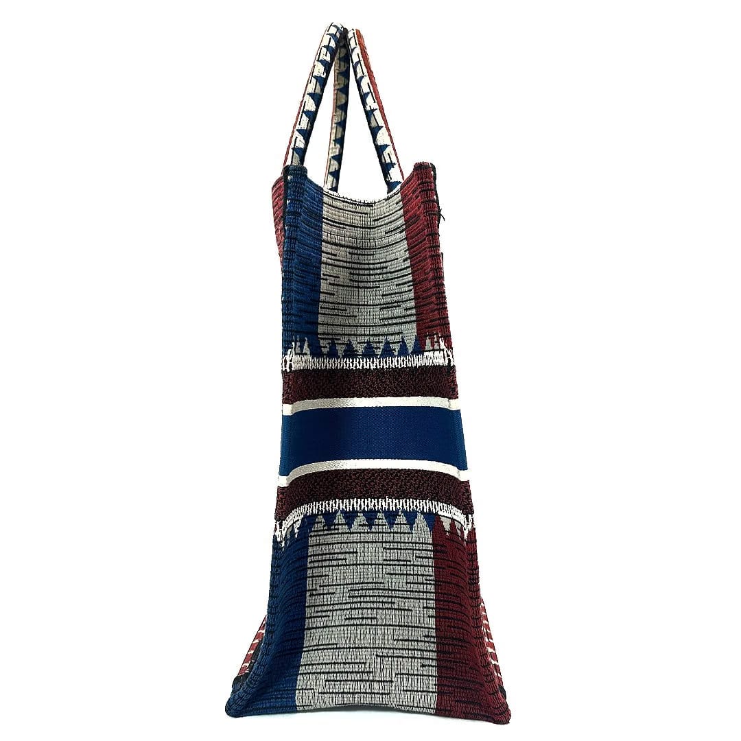 Dior Large French Flag Book Tote Bag in Blue and Red Canvas
