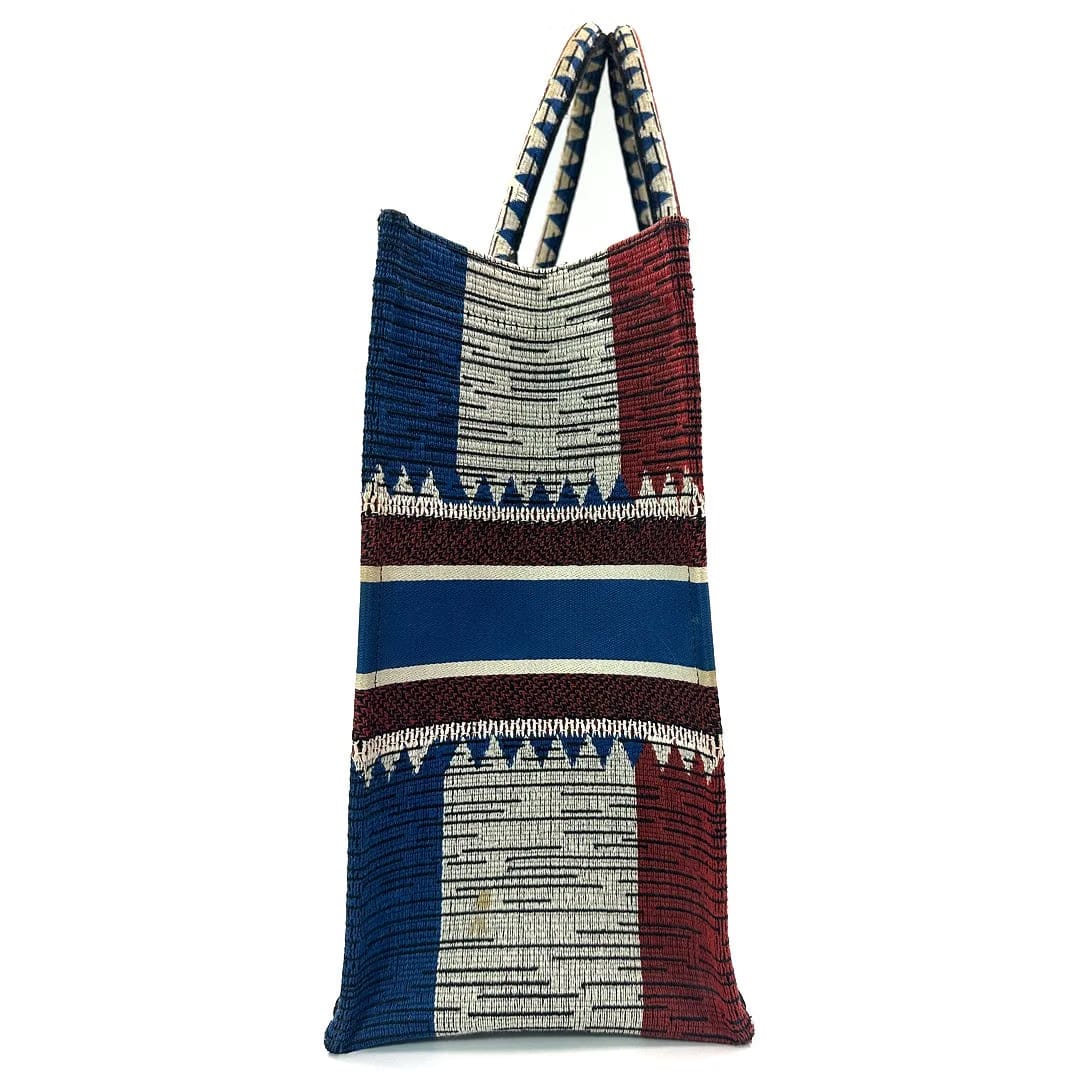 Dior Large French Flag Book Tote Bag in Blue and Red Canvas