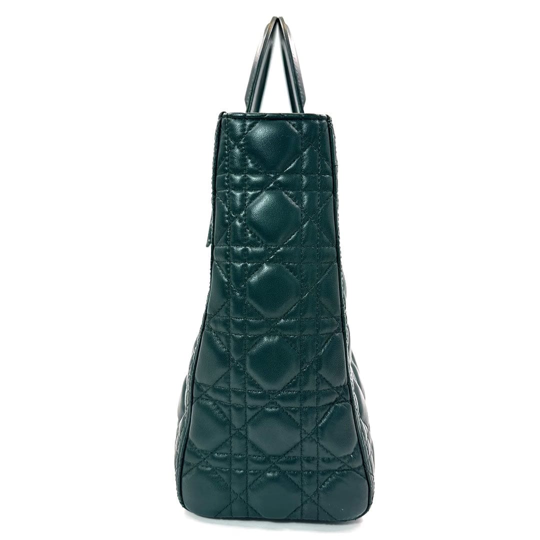 Dior Green Cannage Leather Large Lady Dior Tote Bag