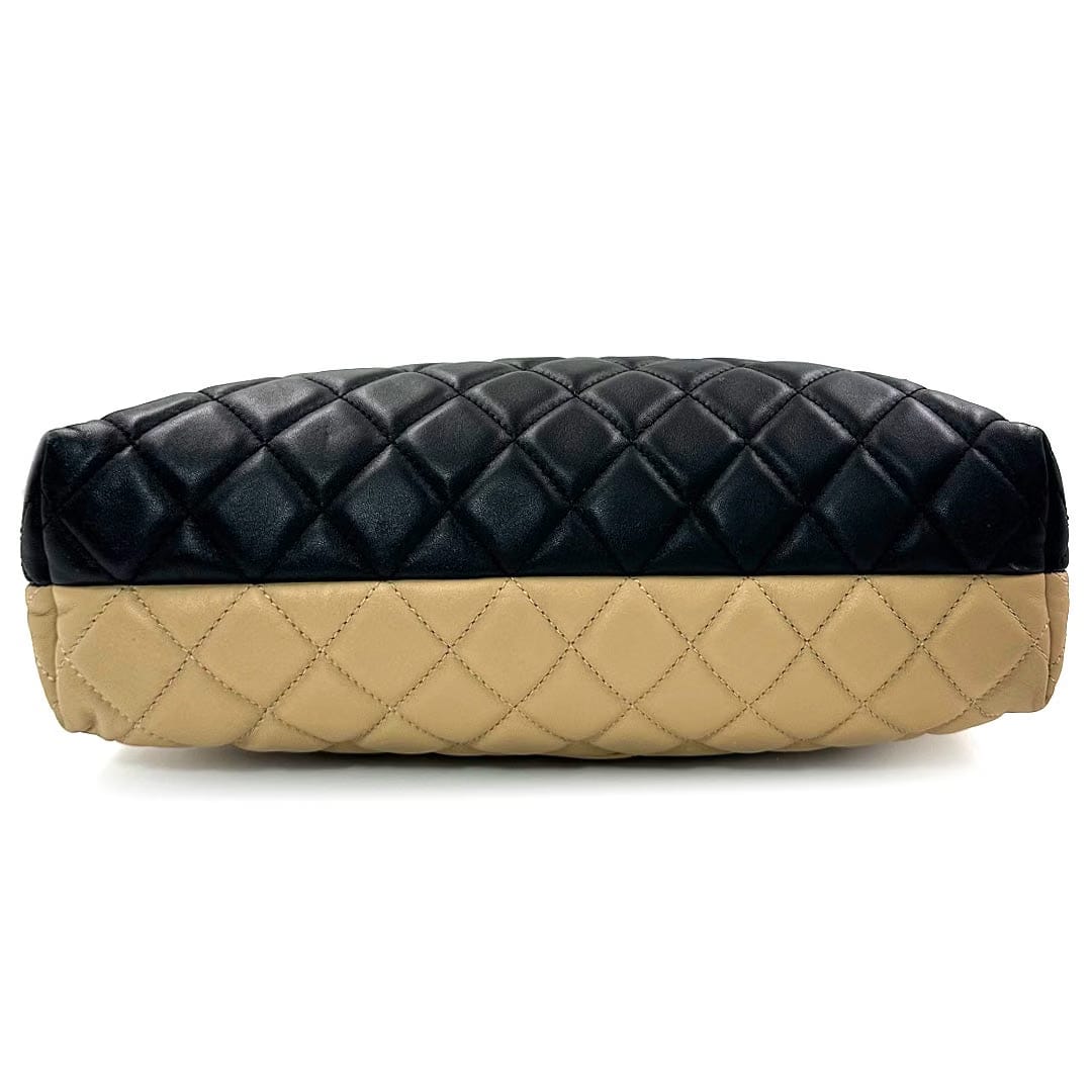 Chanel Quilted CC Timeless Tote Bag in Black & Beige Leather
