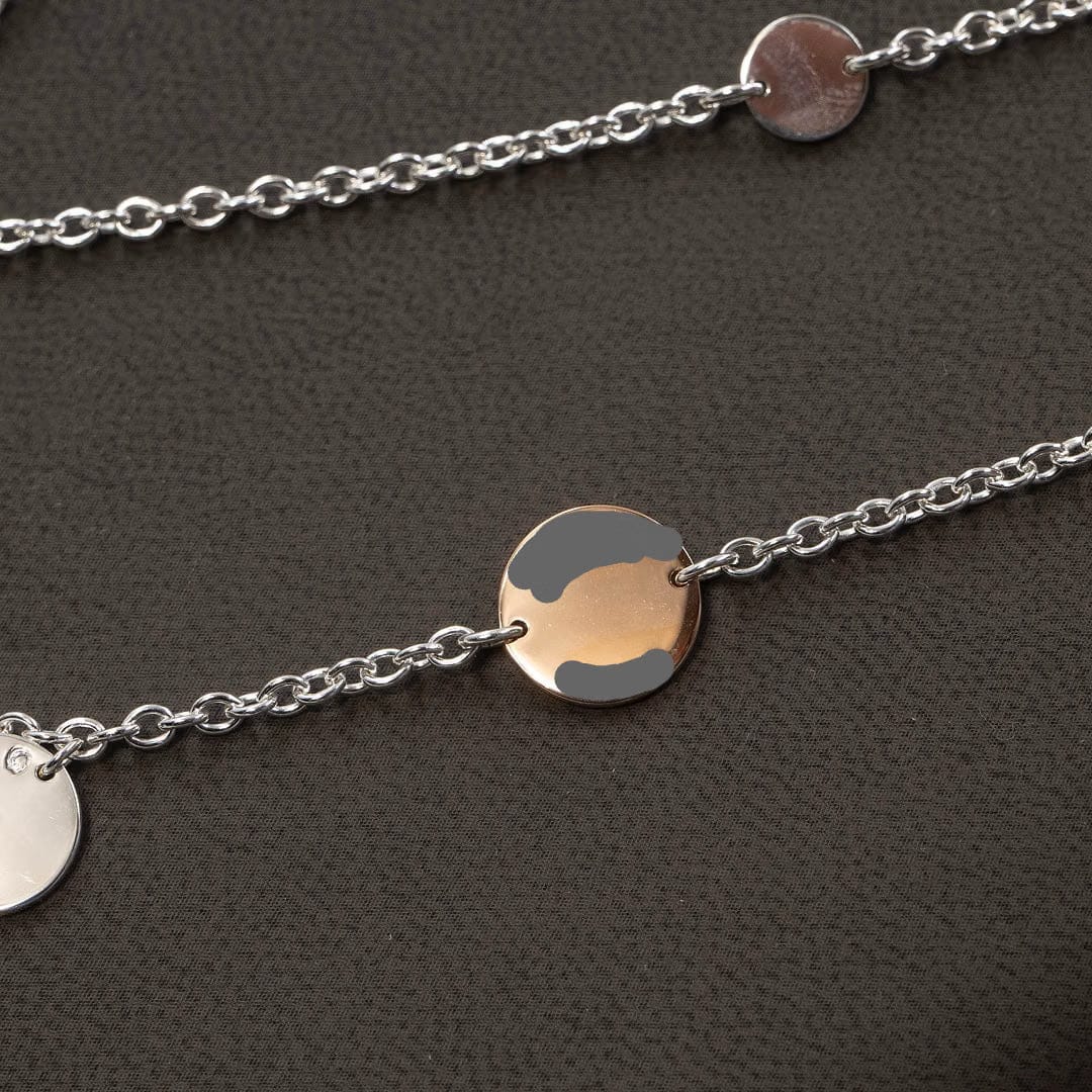 Hermès Ex-Libris Long Necklace in Sterling Silver and Rose Gold