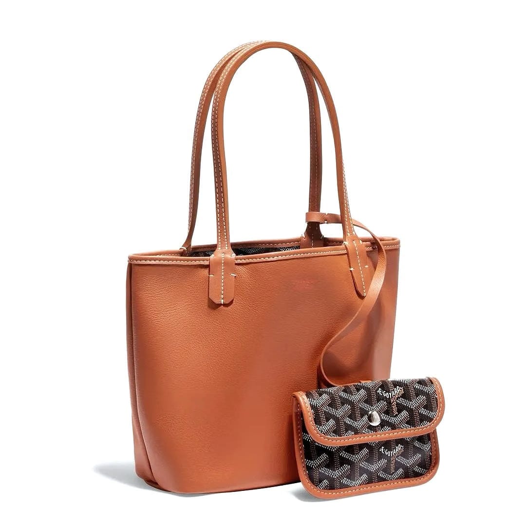 Goyard Sac Anjou Mini Tote Bag in Black & Tan Chevron Canvas