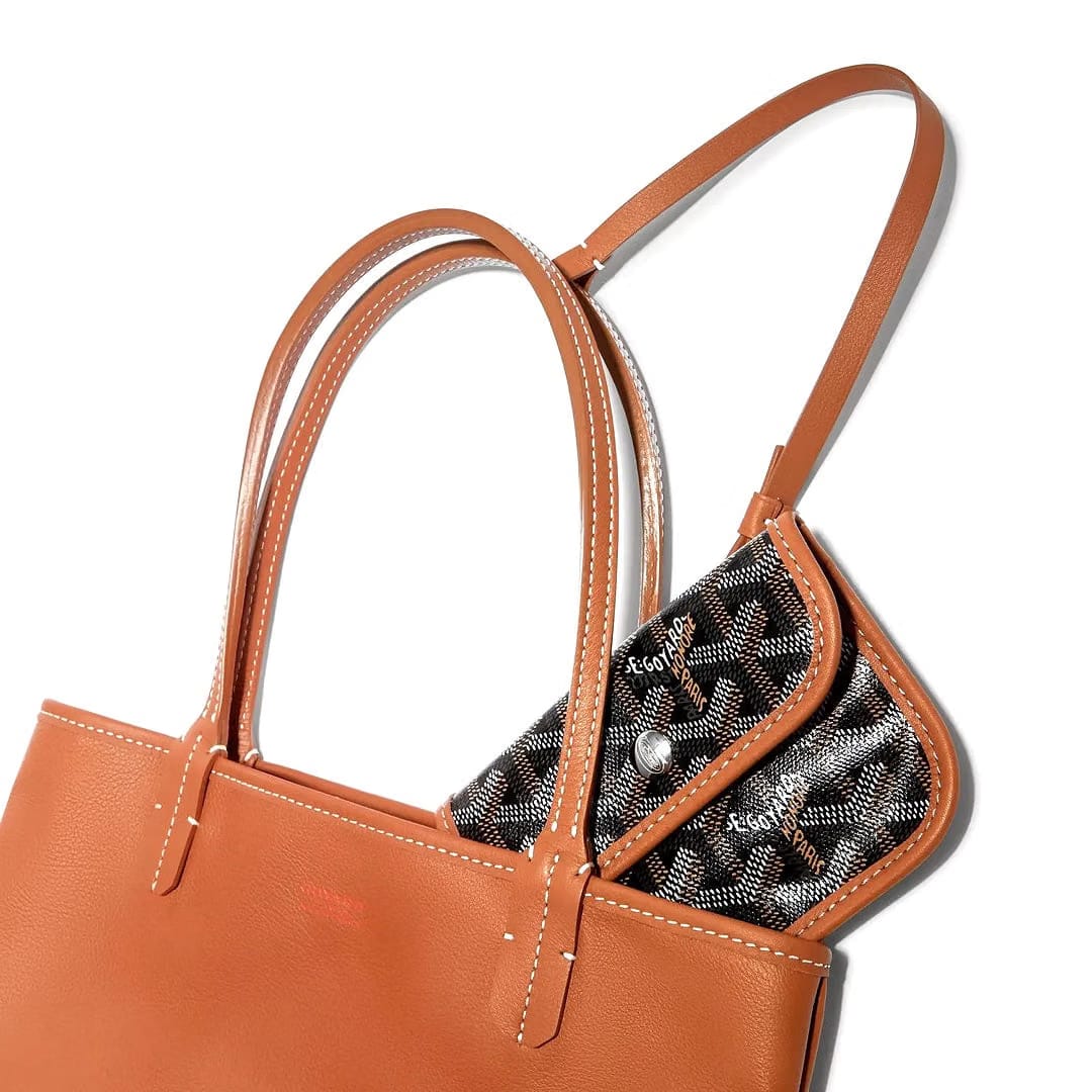 Goyard Sac Anjou Mini Tote Bag in Black & Tan Chevron Canvas