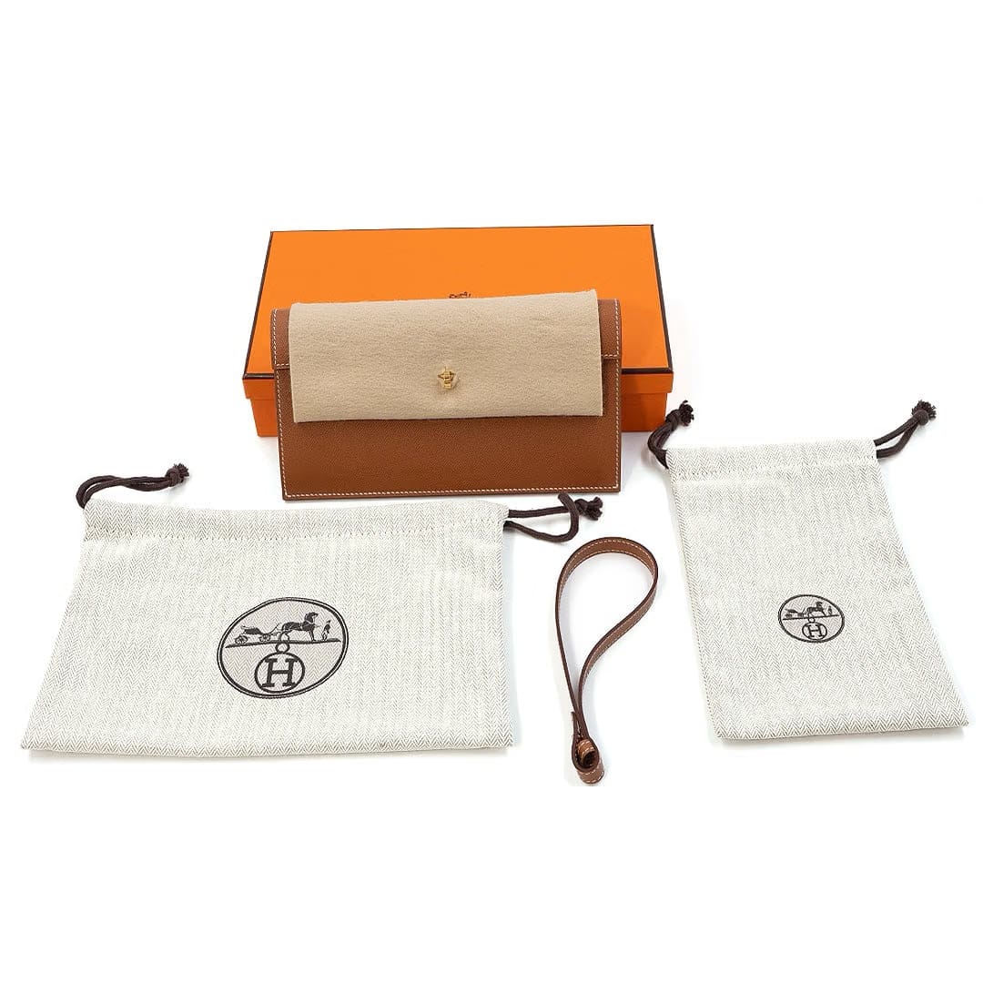 Hermès Kelly Pocket Long Wallet in Gold Madame Calfskin with Gold Hardware