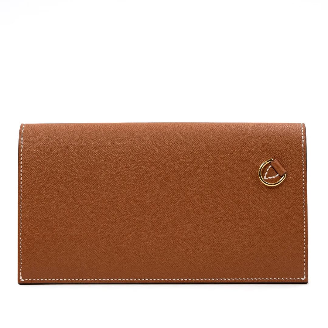 Hermès Kelly Pocket Long Wallet in Gold Madame Calfskin with Gold Hardware