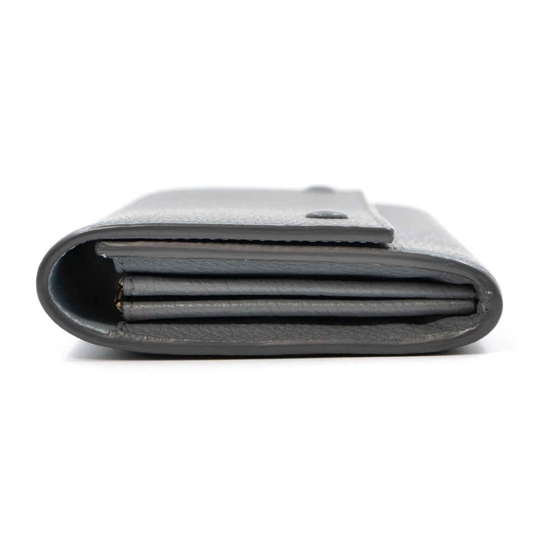 Céline Grey Grained Calfskin Large Flap Wallet