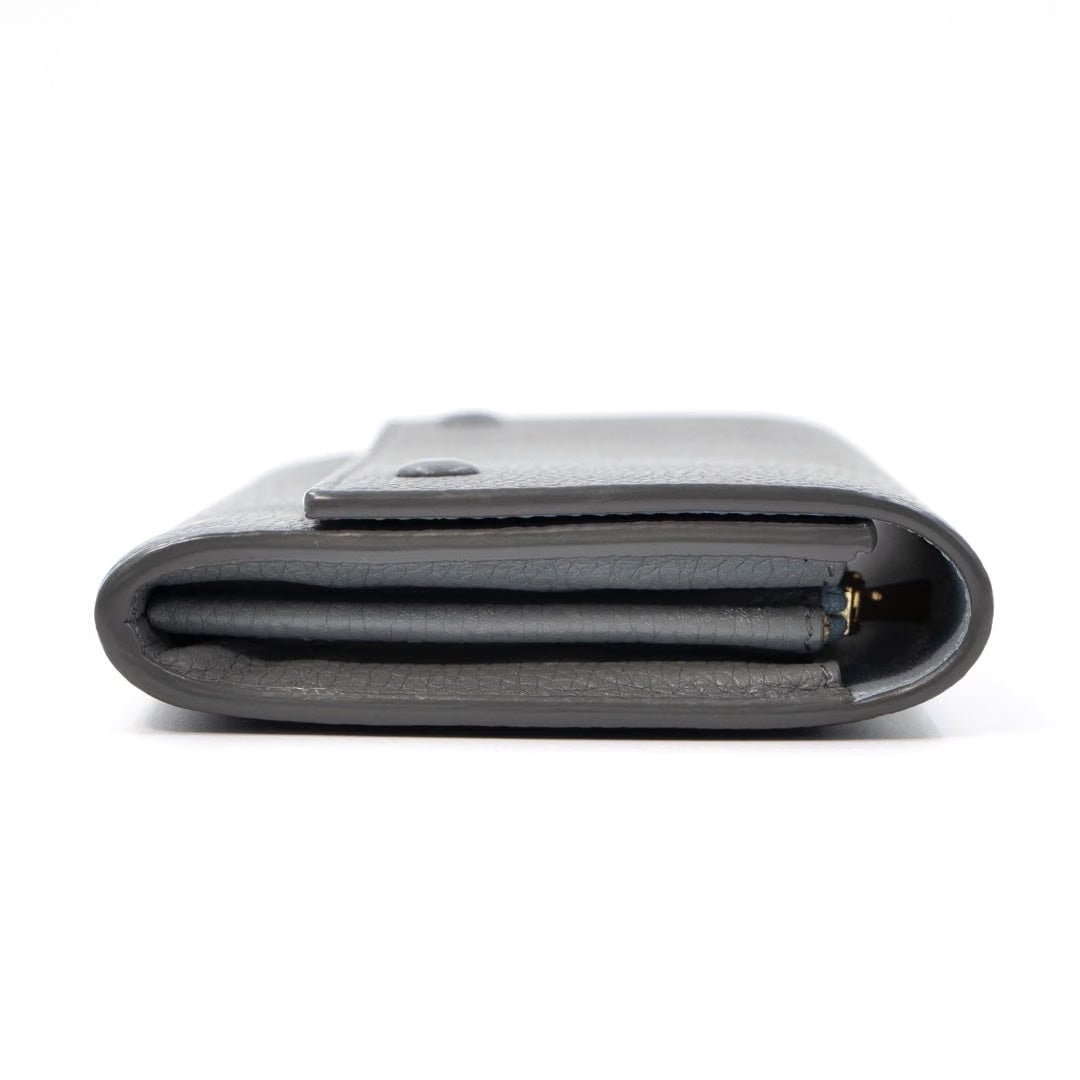 Céline Grey Grained Calfskin Large Flap Wallet