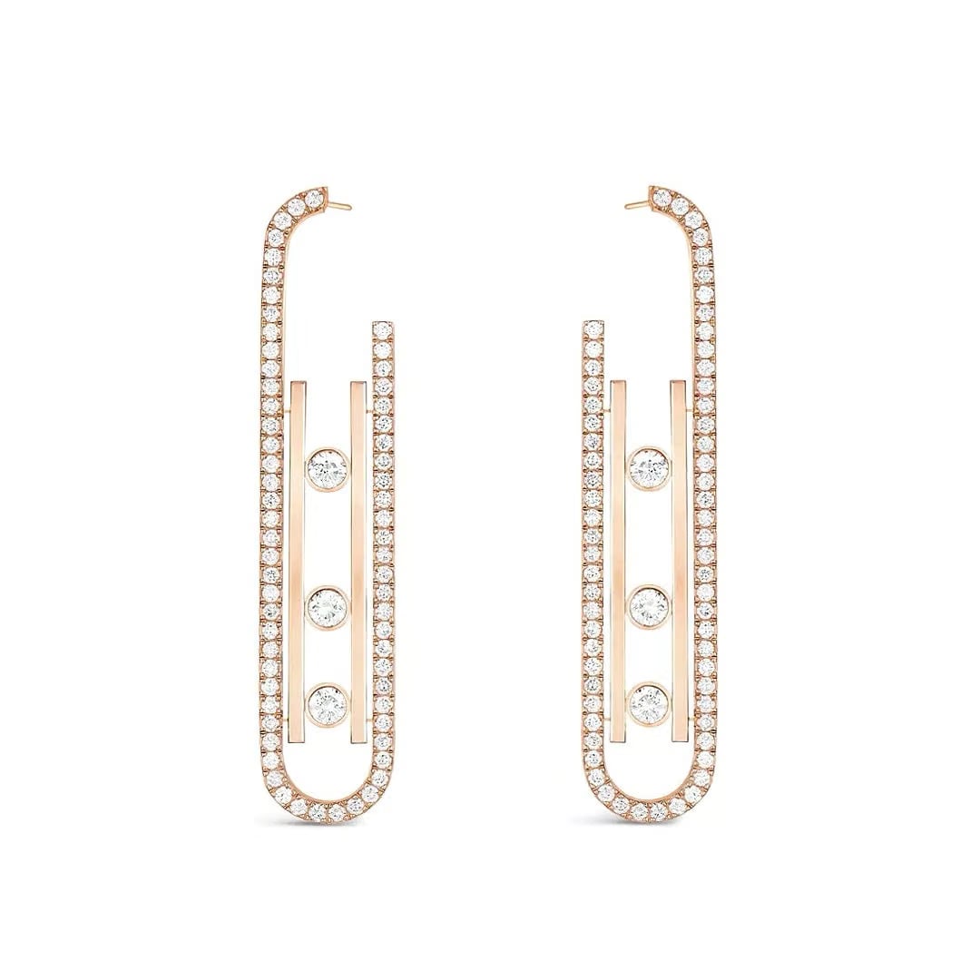 Messika Move 10th Diamond Pendant Earrings in 18K Pink Gold