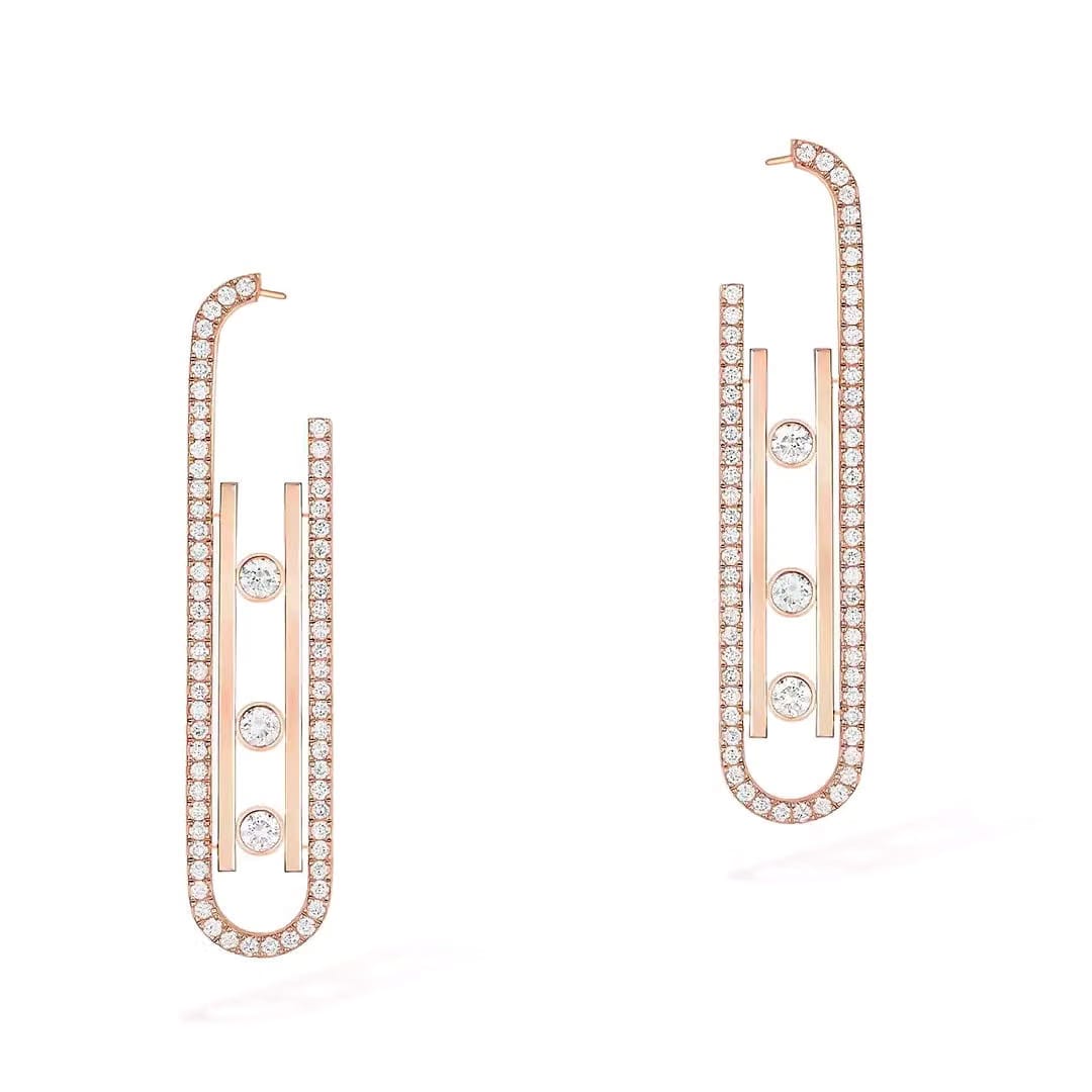 Messika Move 10th Diamond Pendant Earrings in 18K Pink Gold