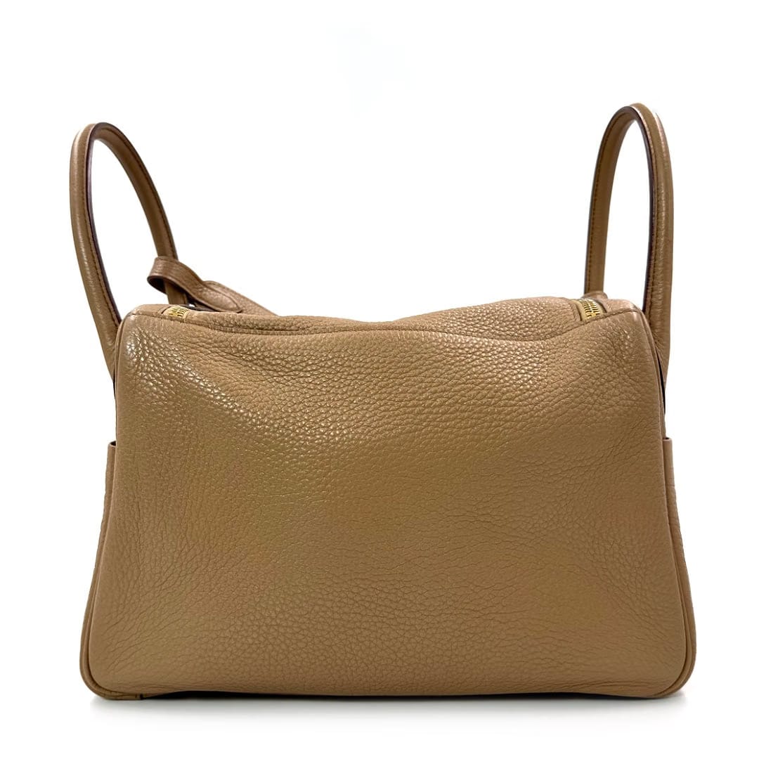 Hermès Lindy 30 in Argile color Clemence Leather with Gold Hardware Handbag