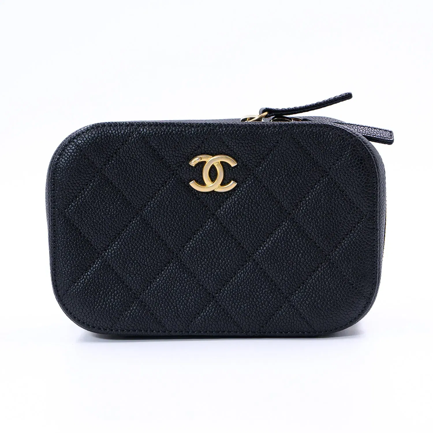 Chanel Black Quilted Caviar Leather chic Affinity Belt Bag